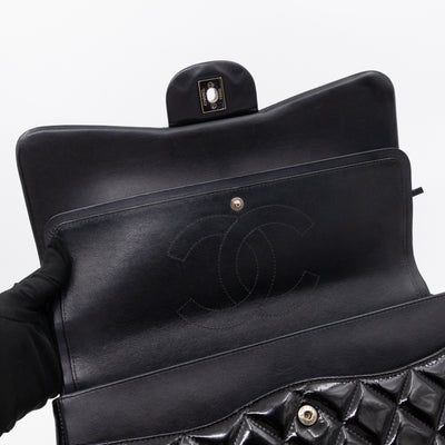 Classic Double Flap Jumbo Black Patent Leather
