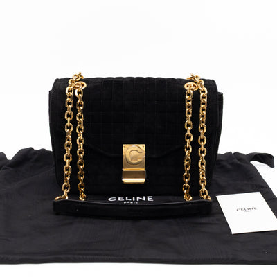C Bag Medium Black Suede Leather
