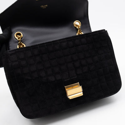C Bag Medium Black Suede Leather