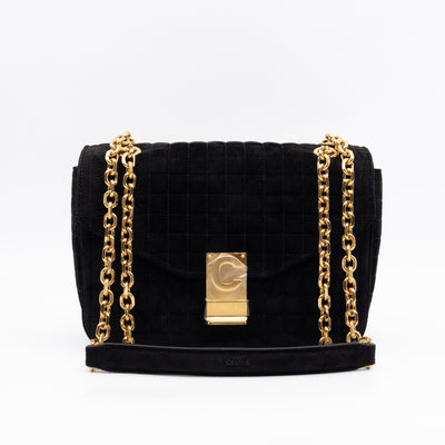 C Bag Medium Black Suede Leather