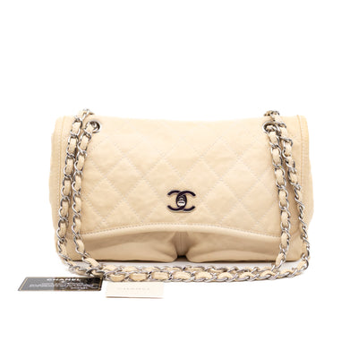 Natural Beauty Split Flap Bag Beige Leather