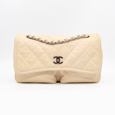 Natural Beauty Split Flap Bag Beige Leather