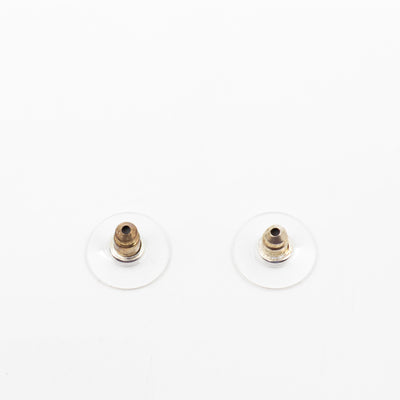 CC Crystal Pearl Button Earrings Aged Silver