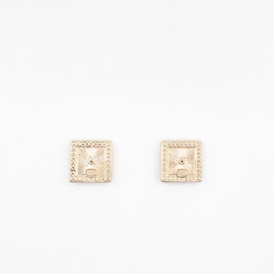 CC Square Crystal Earrings Gold