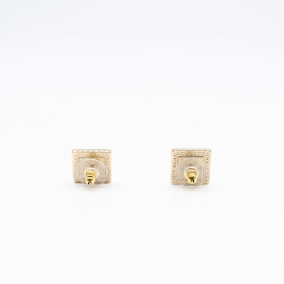 CC Square Crystal Earrings Gold