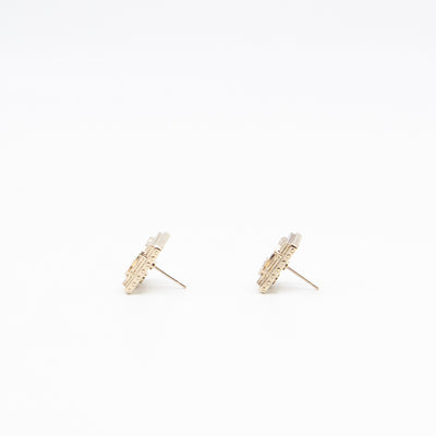 CC Square Crystal Earrings Gold