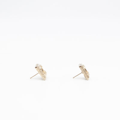 CC Square Crystal Earrings Gold