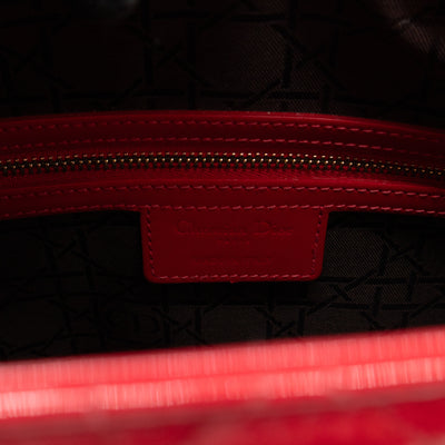 Lady Dior Large Red Patent Leather