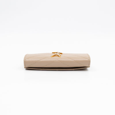 Cassandre Matelasse Envelope Wallet Small Dark Beige Grained Leather