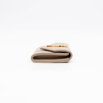 Cassandre Matelasse Envelope Wallet Small Dark Beige Grained Leather