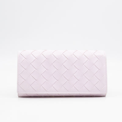 Intrecciato Large Flap Wallet Light Pink Leather
