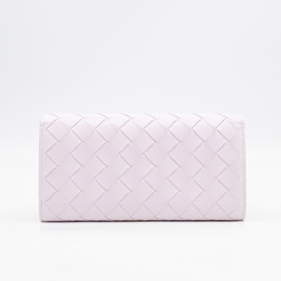 Intrecciato Large Flap Wallet Light Pink Leather