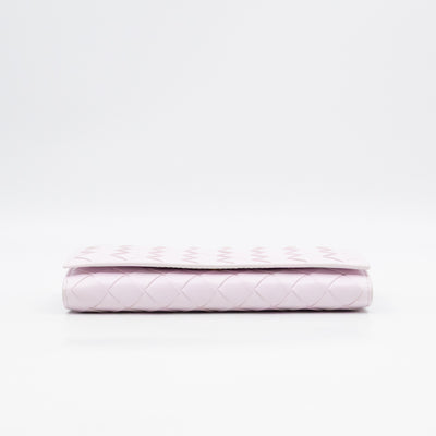 Intrecciato Large Flap Wallet Light Pink Leather