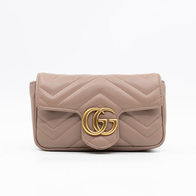 GG Marmont Super Mini Flap Bag Dusty Pink Leather