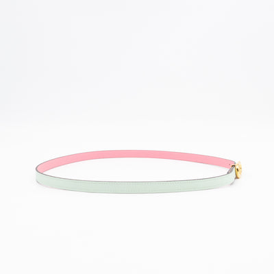 Maillon H Buckle & Reversible Vert Peppermint and Rose Confetti Leather Belt 85 cm