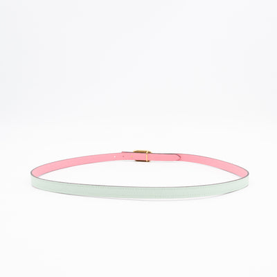 Maillon H Buckle & Reversible Vert Peppermint and Rose Confetti Leather Belt 85 cm