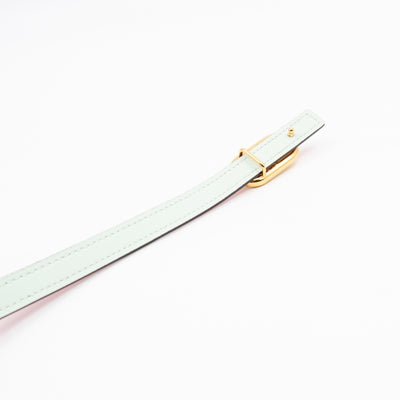 Maillon H Buckle & Reversible Vert Peppermint and Rose Confetti Leather Belt 85 cm