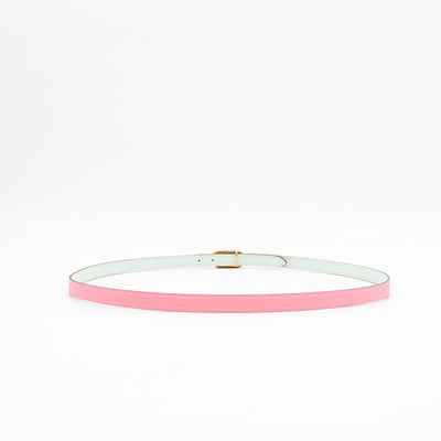 Maillon H Buckle & Reversible Vert Peppermint and Rose Confetti Leather Belt 85 cm