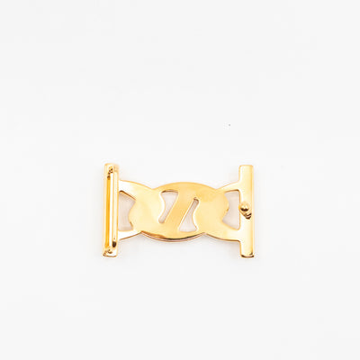 My H Belt Buckle & Reversible Blanc & Gold Leather Belt 80 cm