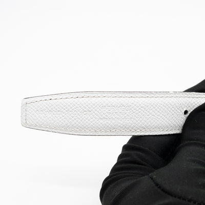 My H Belt Buckle & Reversible Blanc & Gold Leather Belt 80 cm