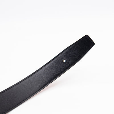 H Guillochee Belt Buckle & Reversible Orange & Noir Leather Belt 85 cm