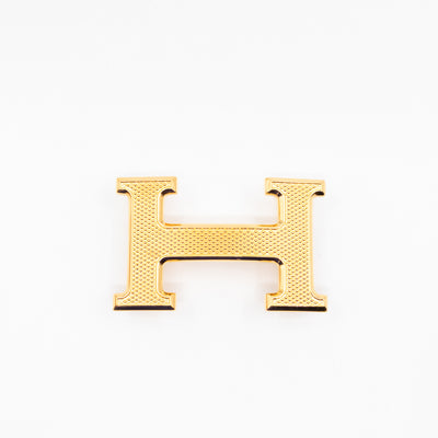 H Guillochee Belt Buckle & Reversible Orange & Noir Leather Belt 85 cm