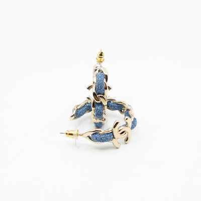 CC Blue Denim Hoop Earrings Gold