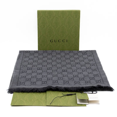 GG Wool Scarf Grey & Black