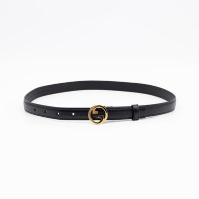 Blondie Thin Belt Black Leather 75 cm