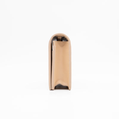 Petite Chain Wallet Beige Leather