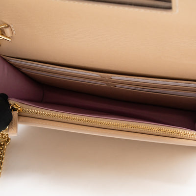 Petite Chain Wallet Beige Leather