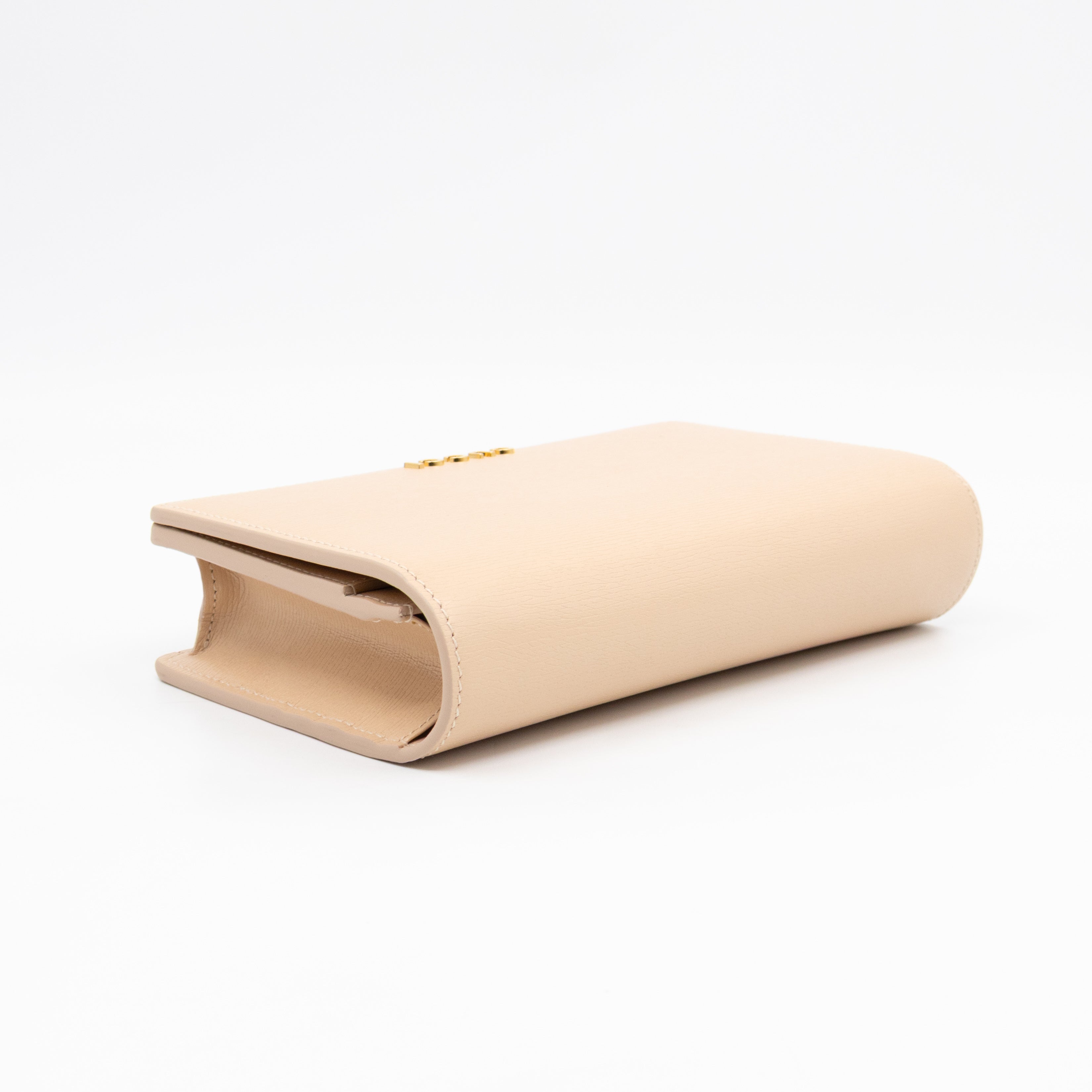 Petite Chain Wallet Beige Leather
