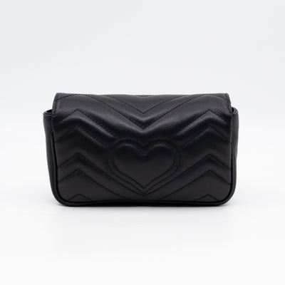 GG Marmont Super Mini Flap Bag Black Leather
