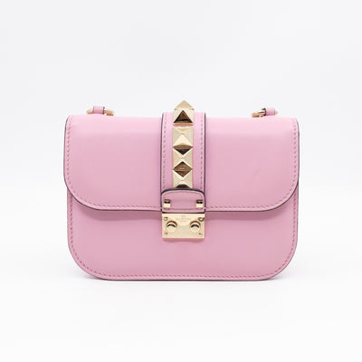 Small Glam Lock Rockstud Flap Bag Pink