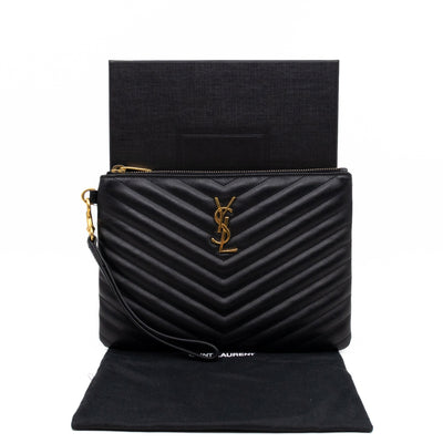 Cassandre Matelasse Pouch Black Leather