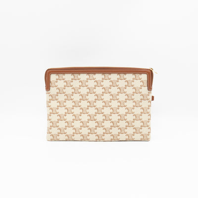 Small Pouch With Strap White Triomphe Canvas
