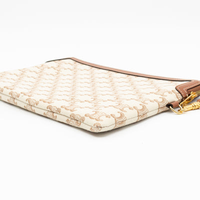 Small Pouch With Strap White Triomphe Canvas