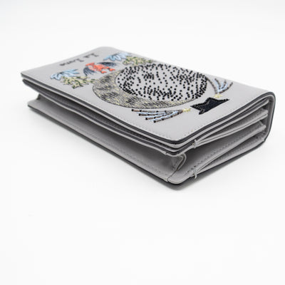 Tarot La Lune Embroidered Clutch Grey Leather