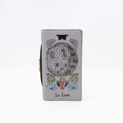 Tarot La Lune Embroidered Clutch Grey Leather