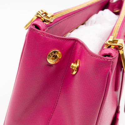 Galleria Small Double Zip Fuchsia Pink Saffiano