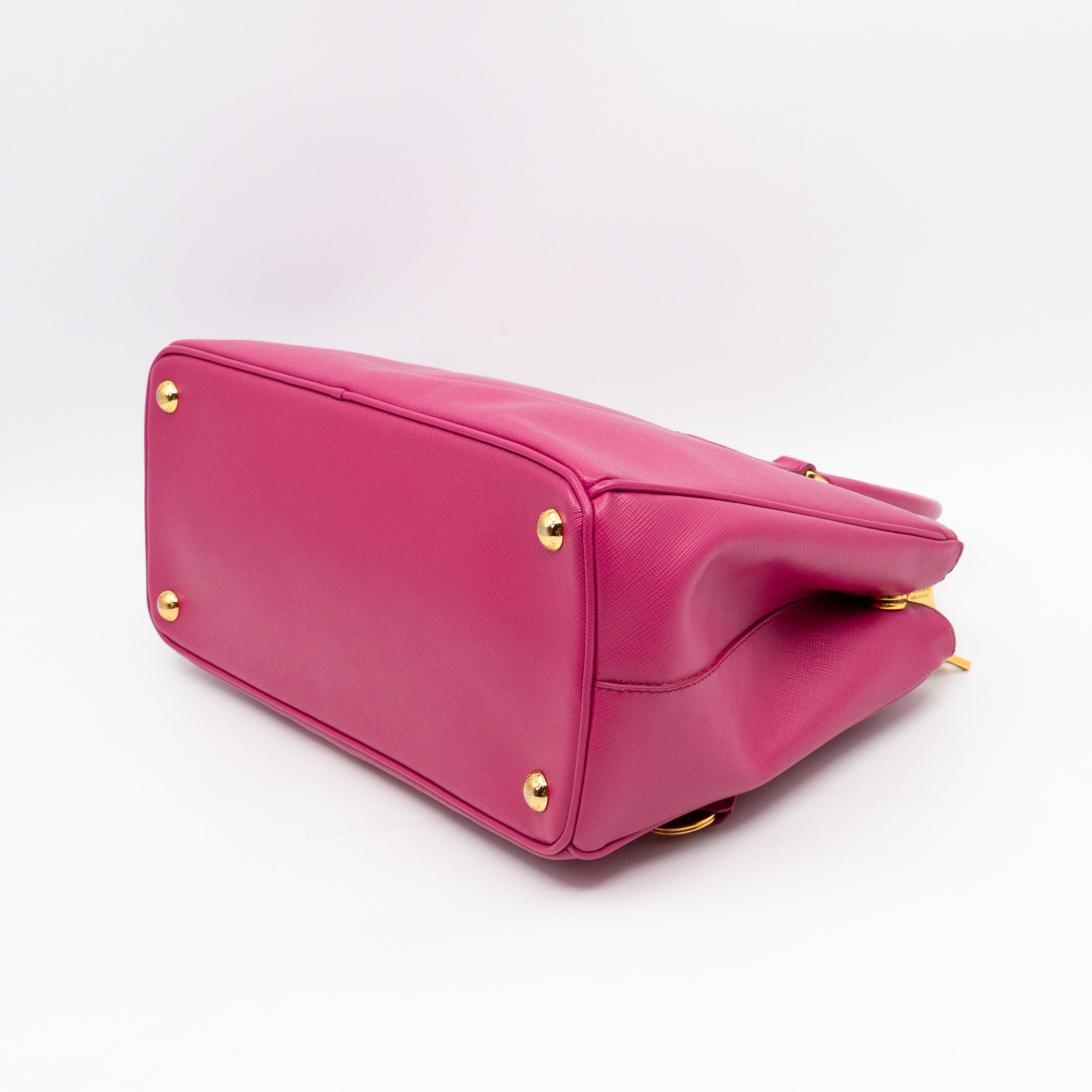 Galleria Small Double Zip Fuchsia Pink Saffiano