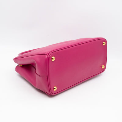 Galleria Small Double Zip Fuchsia Pink Saffiano