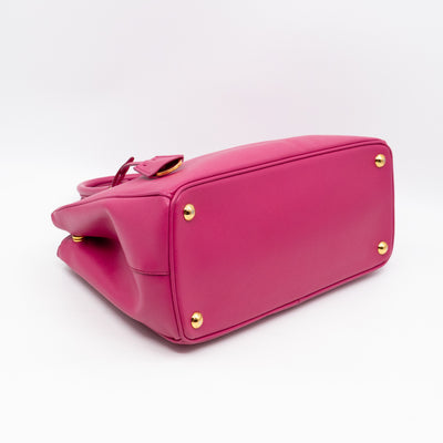 Galleria Small Double Zip Fuchsia Pink Saffiano