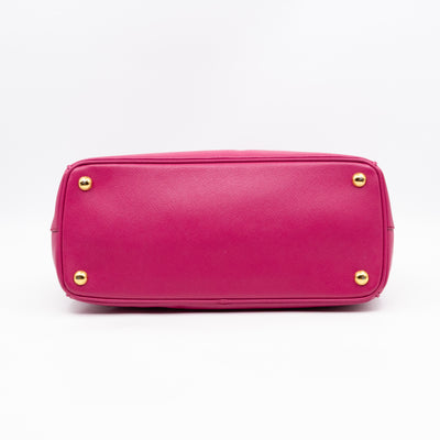 Galleria Small Double Zip Fuchsia Pink Saffiano