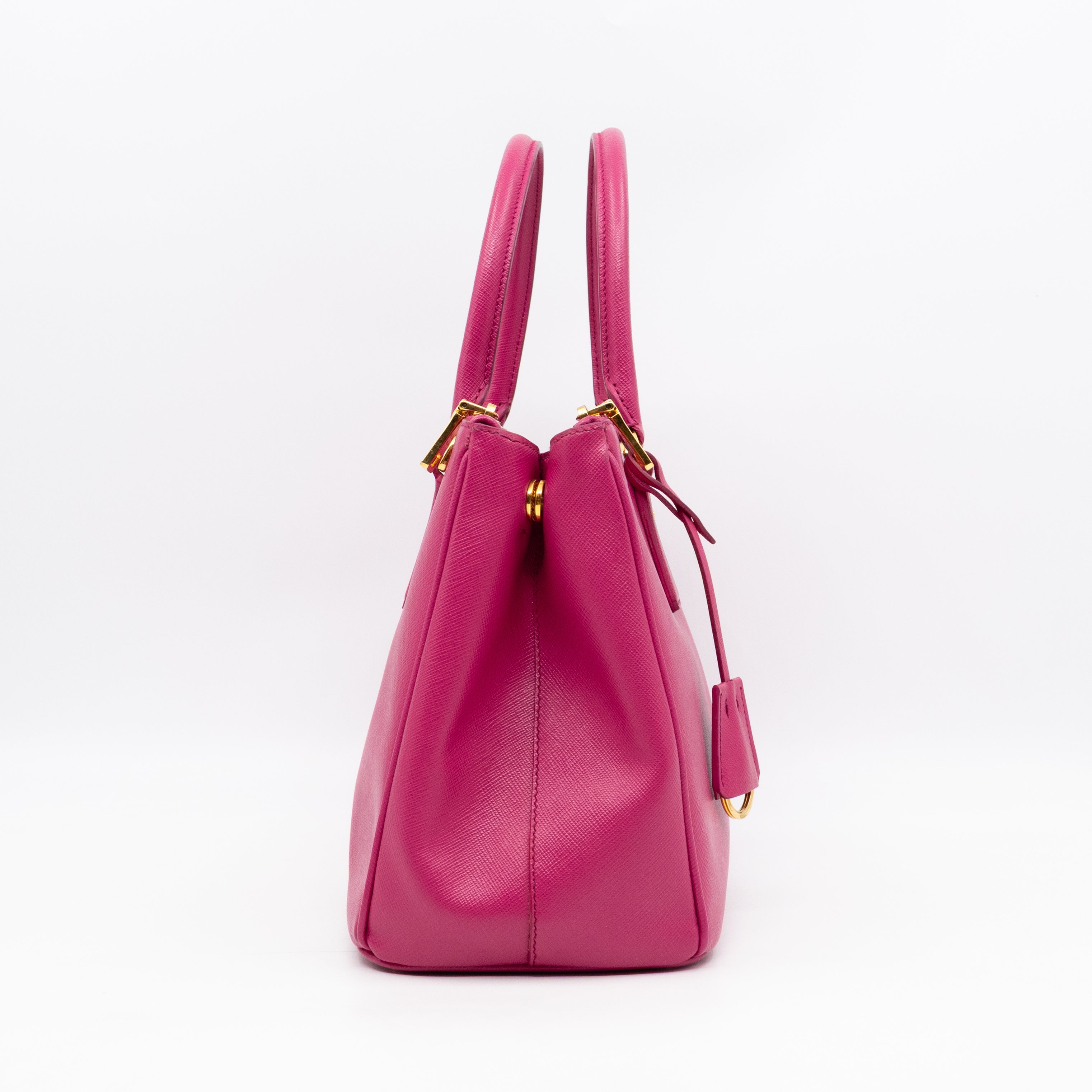 Galleria Small Double Zip Fuchsia Pink Saffiano
