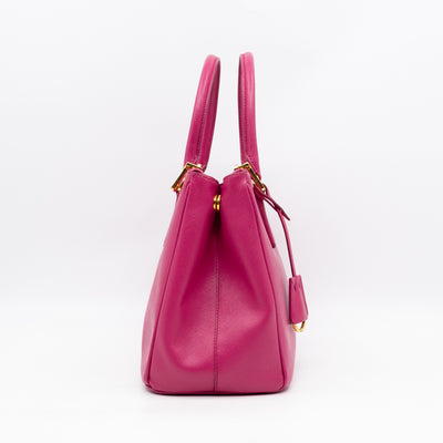 Galleria Small Double Zip Fuchsia Pink Saffiano