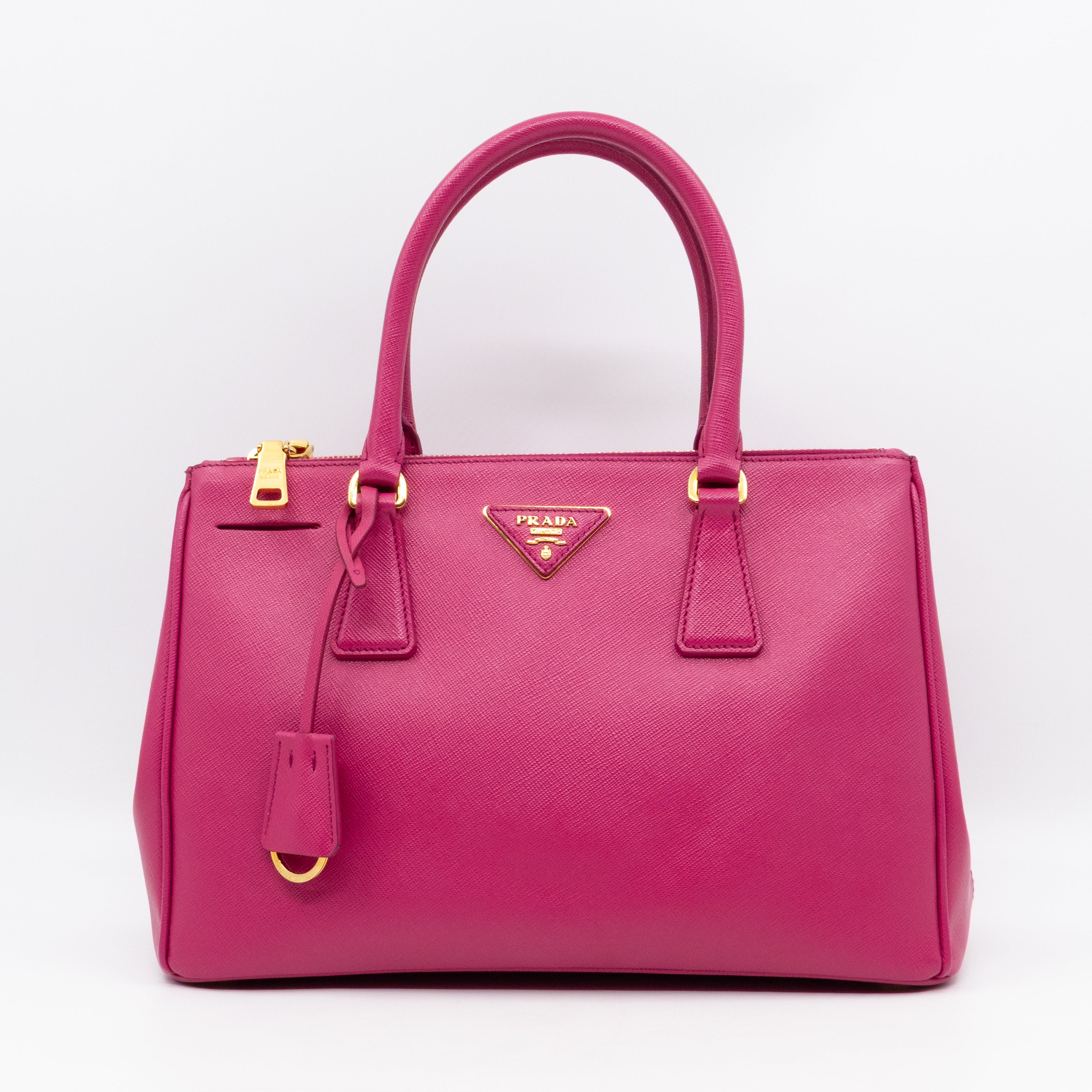 Galleria Small Double Zip Fuchsia Pink Saffiano