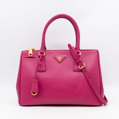 Galleria Small Double Zip Fuchsia Pink Saffiano