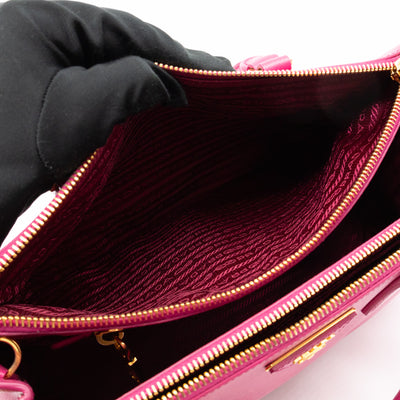 Galleria Small Double Zip Fuchsia Pink Saffiano