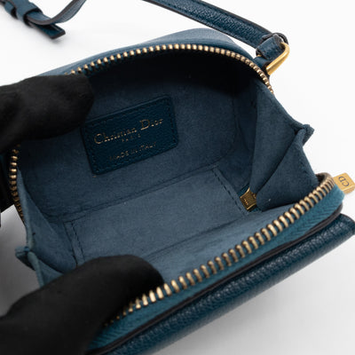 Mini Saddle Crossbody Pouch Steel Blue Leather